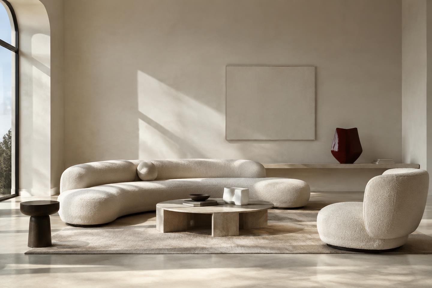 Intérieur contemporain aux tons ivoire