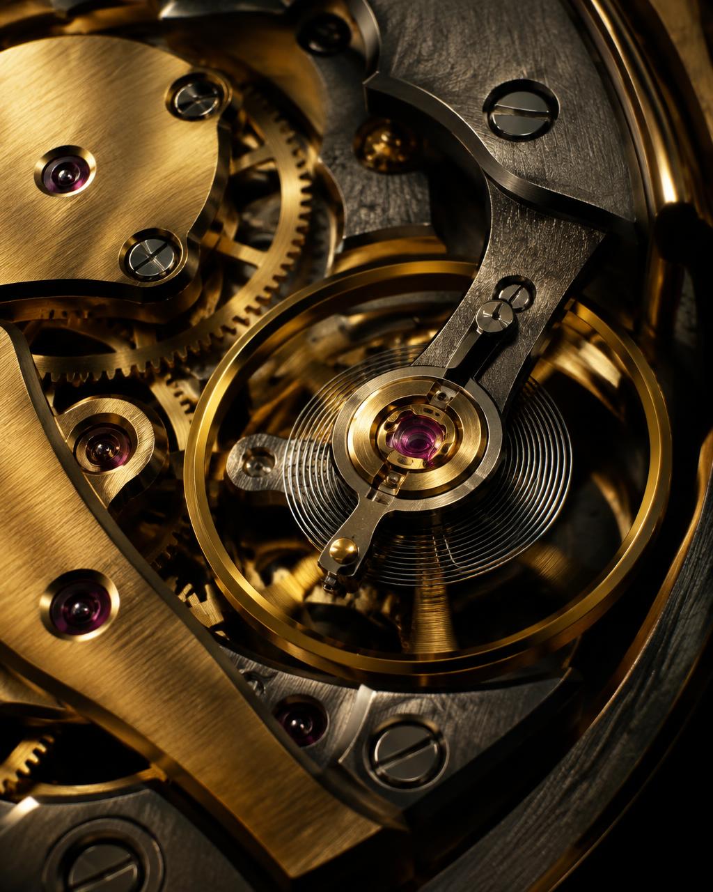 Mécanisme horloger en macro